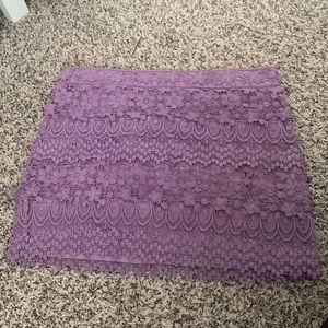 Lavender lace mini skirt